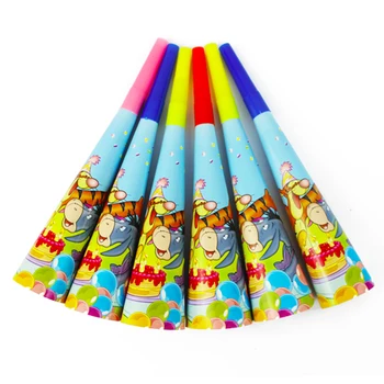 

6pcs Winnie Bear Horn Disposable Tableware Happy Birthday Party Supplies Festival Decoration Event Party Favor Gender Reveal