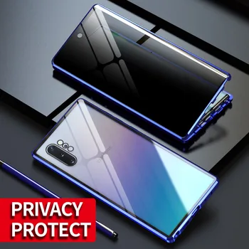 

For Samsung Note10 anti-peeping Magneto phone case S9+ double-sided glass magnetic suction S20 Ultra anti-peep protection cover