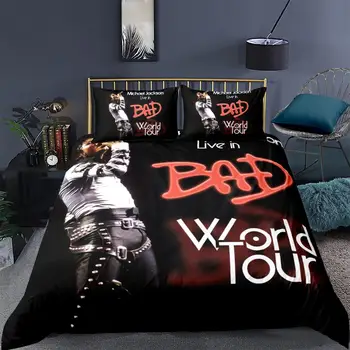 

Michael Jackson Bedroom Gift Bedding Set Vintage Fashion 100% Microfibe 1PC Duvet Cover with Pillowcases No Comforter Drop Ship