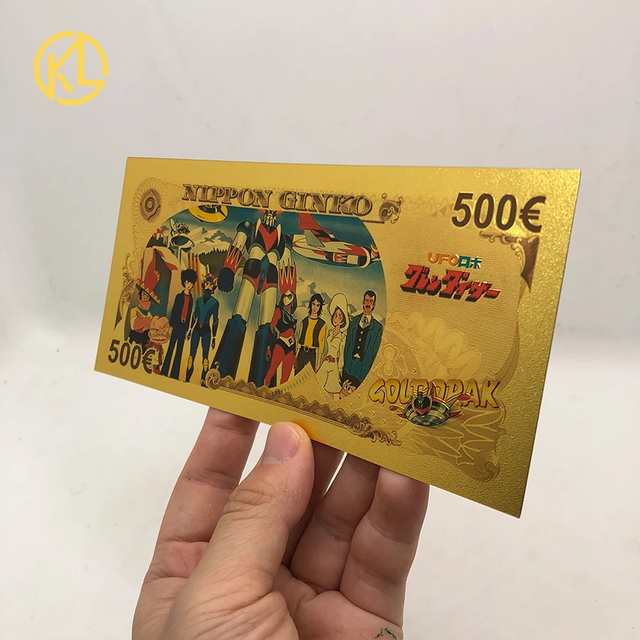 1set Japanese Anime UFO Robot Grendizer Goldorak Gold Foil Banknote Plastic Cards for Collection and Gifts