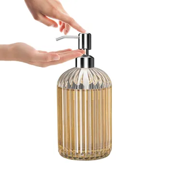 

High Quality Large 18oz Manual Soap Dispenser Clear Glass Hand Sanitizer Bottle Containers Press Empty Bottles Bathroom #5