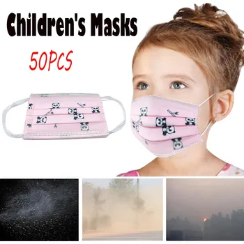 

50 Pcs Disposable Mask For Face Kids Cute Print Non-Woven 3 Layer Child Face Masks For Germ Protection Mascarillas Flag Bandana