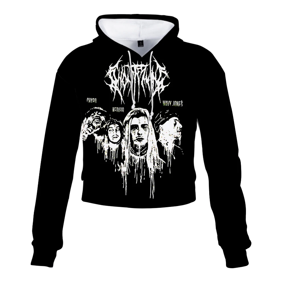 Ghostemane Женская Сексуальная укороченная Толстовка Harajuku зима готический рок Хип Хоп Толстовки Кофты с 3D принтом Лидер продаж Повседневная Vogue