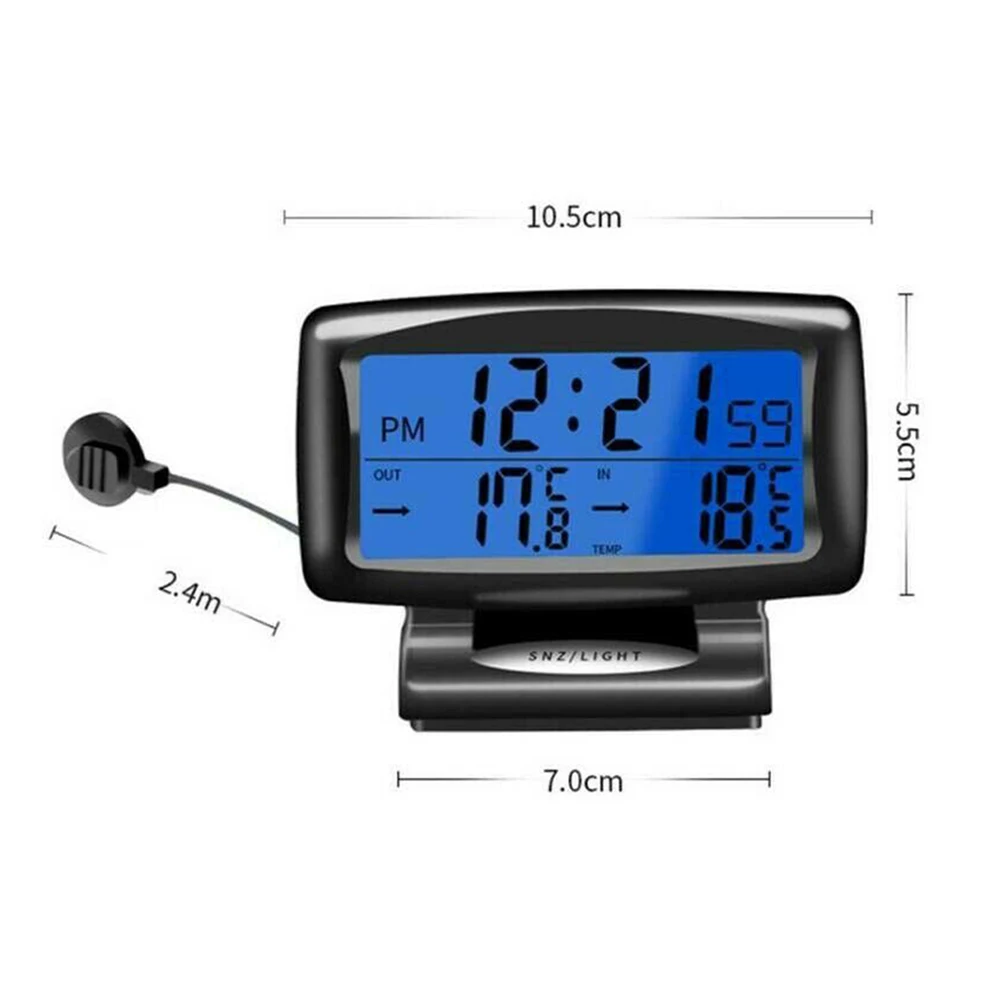 Черные автомобильные часы, термометр, часы, цифровые автомобильные часы приборной панели украшения для приборной панели автомобиля, авто внутренние и наружные часы с термометром
