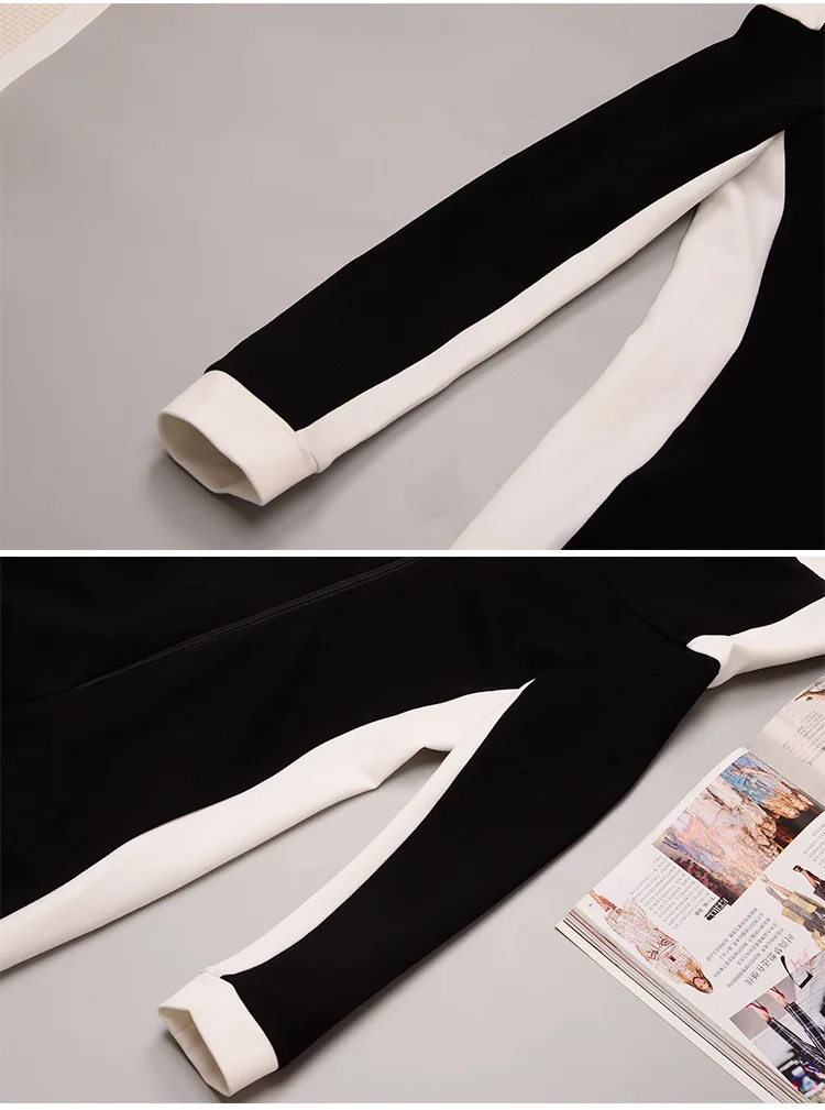 Осень зима 2018 черно белое элегантное женское платье с открытыми плечами в стиле