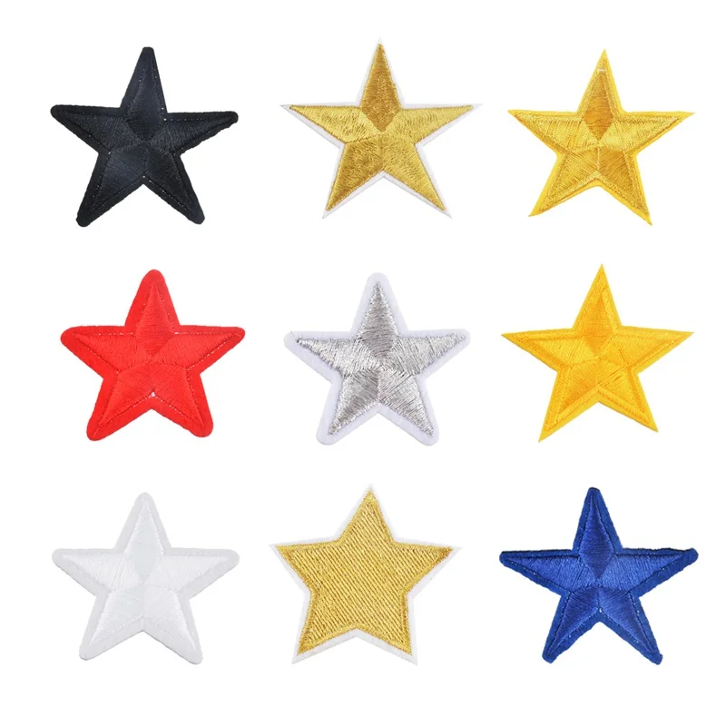

10PCs Iron On Star Patches For Clothes Needlework Multicolor Stripes Badges Stickers Embroidered Applique For Jacket DIY