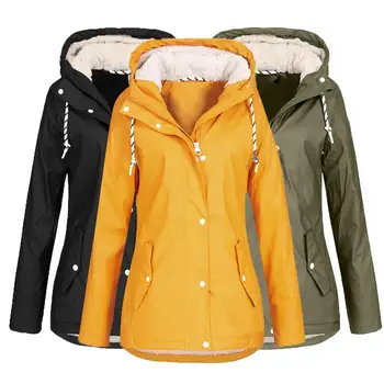 

Hot Women Winter Zipper Pocket Hooded Outdoor Climbing Jacket Raincoat Warm Outwear