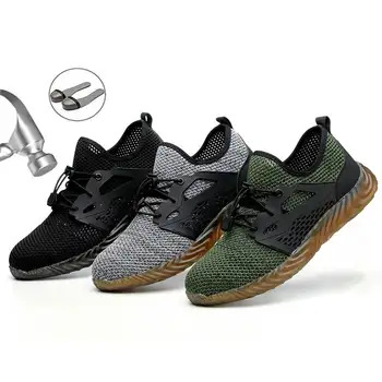 

Work Safety Shoes For Men Summer Breathable Boots Working shoes Steel Toe Anti-Smashing Construction Safety Work men Sneakers