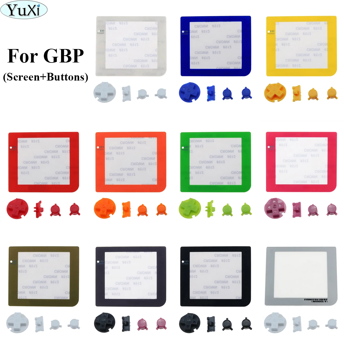 Yuxi Plastic Screen Lens Protector Cover & Colorful Plastic D Pads A B Power On Off Buttons Keypad Per Gameboy Pocket Per Gbp