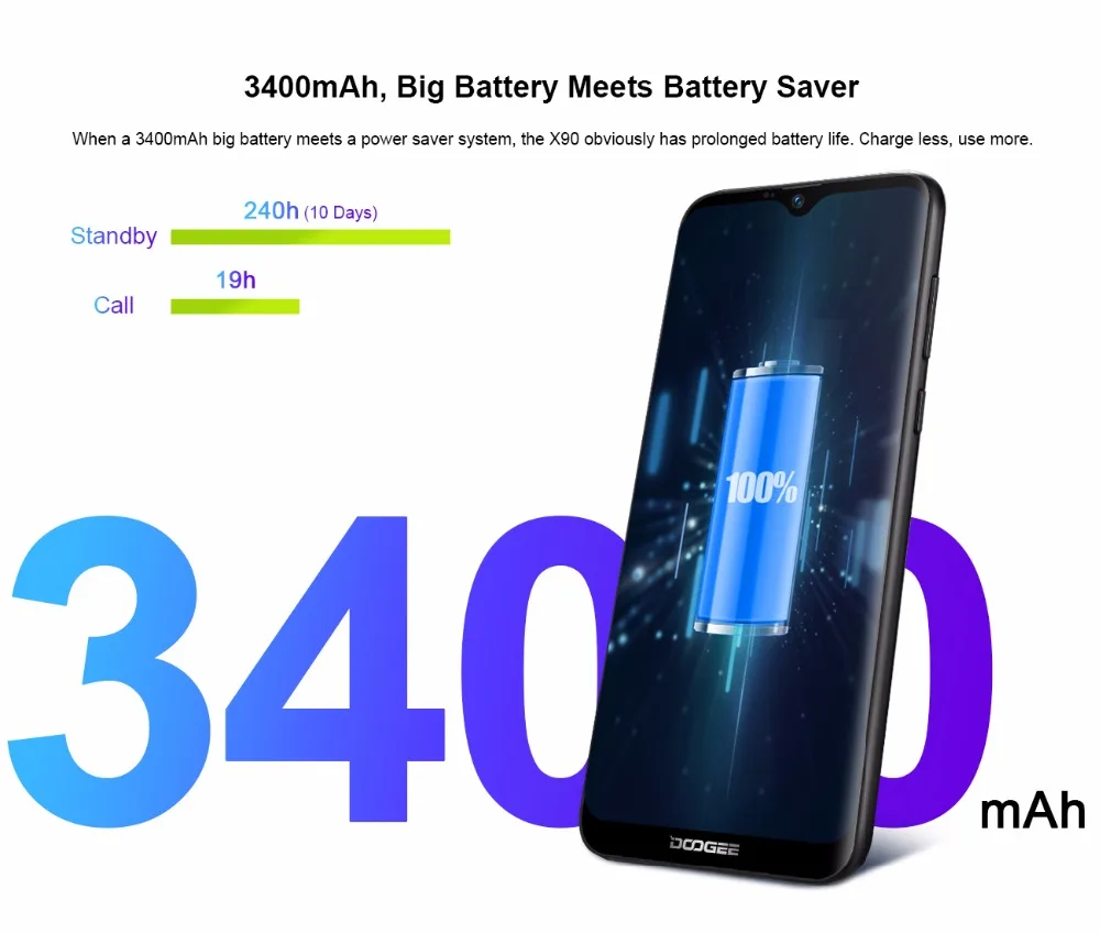 DOOGEE Y8c Android 8,1 6,1 дюймов 19:9 в виде капли воды, экран LTPS смартфон MTK6580 1 ГБ Оперативная память 16 Гб Встроенная память 3400 Max две sim карты 8MP + 5MP WCDMA