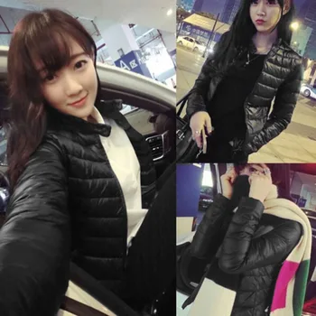 

Women Cotton Jacket Short Slim-cut Winter Coat Solid Black Light Overcoat Outerwear Wadded Jacket Outer Garment 2019 New Arrival