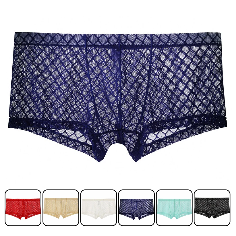 

new hot Sexy Breathable Thin Boxer Men Mesh Transparent See Through U-convex Underwear Lingerie Gay Wear Pants