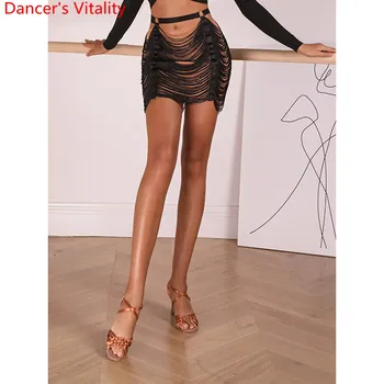 

Latin Dance Practice Clothes Black Tassel Skirt Adult Women Rumba Samba Tango Cha Cha Salsa Foxtrot Quickstep Dancing Stage Wear