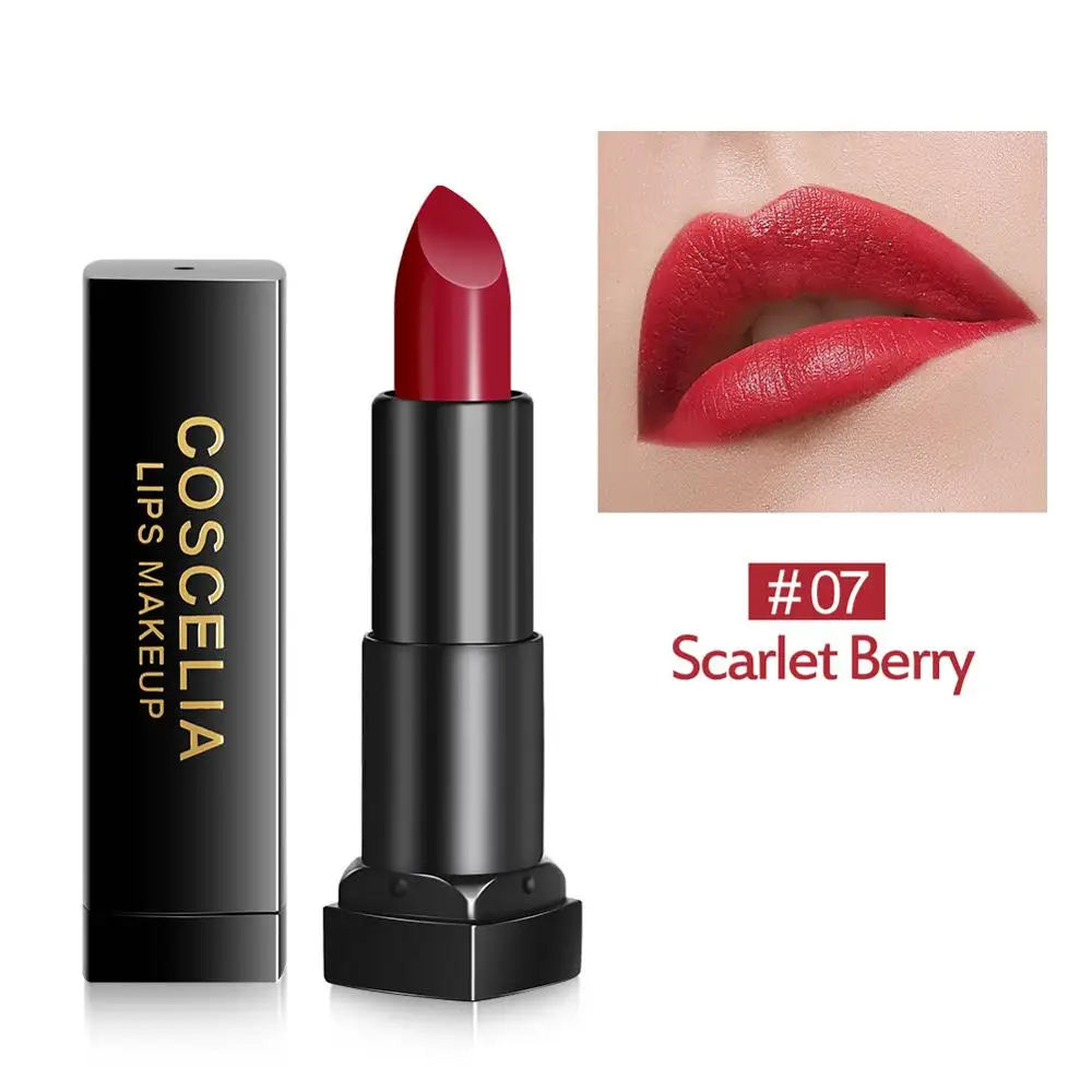 COSCELIA,, водонепроницаемый матовый бархатный глянцевый блеск для губ, помада, бальзам для губ, красные губы, 12 цветов, женская мода, макияж - Цвет: 07 Scarlet Berry