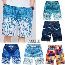 Модные трендовые летние мужские пляжные быстросохнущие пляжные штаны, цветные Свободные шорты для серфинга, эластичная резинка на талии, на шнуровке