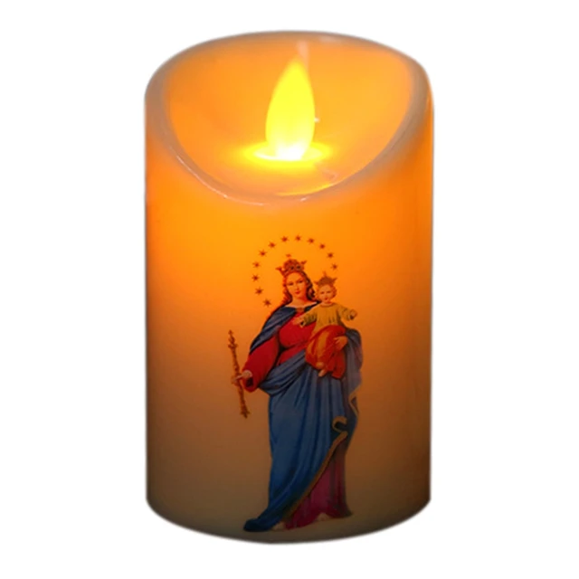 Jesus Christ Candles Lamp LED Tealight Romantic Pillar Light Battery