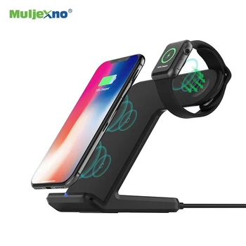 

2 in 1 Qi Wireless Charger For iPhone X XS Huawei Xiaomi Samsung Fast Wireless Charger Charging Stand Dock For Apple Watch 4 3 2