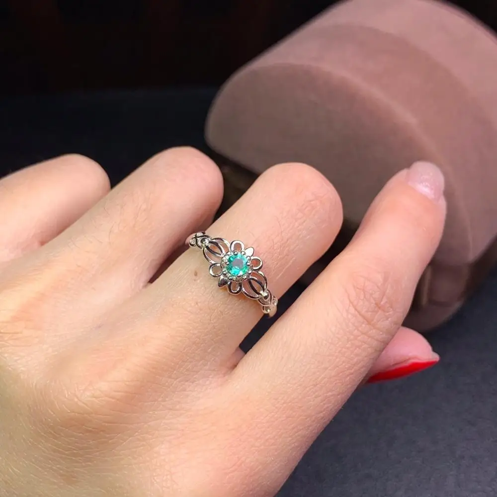 Shilovem 925 Серебряное кольцо с натуральным изумрудом ювелирные украшения для женщин Модный свадебный подарок на год открытое 3,5 мм dj3.53.5999agml