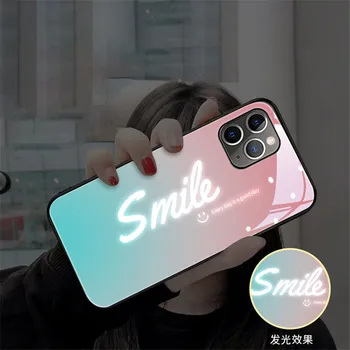 

Anonymous Flash LED Phone Case For iPhone 11 Pro Case Tempered Glass Cover Coque For iPhone SE 2020 6 6S 7 8 Plus X Xs Xr Xs Max