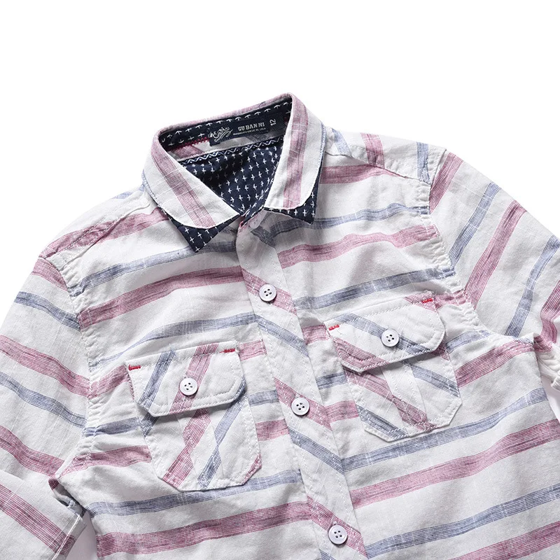 

Children Autumn And Winter Long Shirt Big Boy Simple Boys' Shirt Pure Cotton Multi-color Stripe CHILDREN'S Jacket