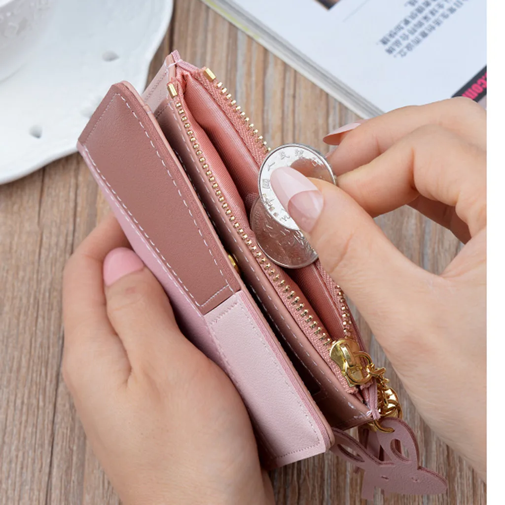 Новинка кошелек короткие женские кошельки на молнии лоскутная модная сумка для