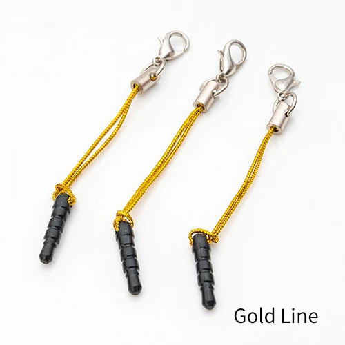 Gold Line 100 шт./лот, застежка "Лобстер", заглушка от пыли, ремешок, ремешок для мобильного телефона, lasso, Шарм с подвеской на цепочке, ручная работа, сделай сам - Цвет: Gold Line
