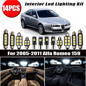 

For Alfa Romeo 159 2005-2008 2009 2010 2011 14 Bulbs White Canbus LED Interior Reading Light Kit Fit Door Trunk Glove Box Lamp