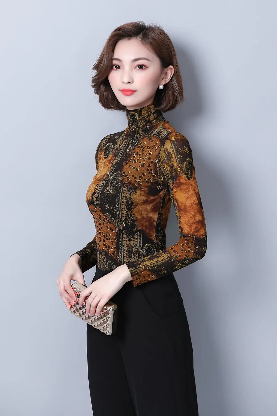 Blusas Mujer De Moda размера плюс, зимний топ с принтом, женская блузка с длинным рукавом, офисные женские топы и блузки, Camisas Mujer