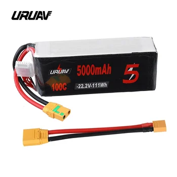 

URUAV 22.2V 5000mAh 100C 6S Lipo Battery XT90 Plug with XT90 to XT60 Adapter Cable For Racing Drone FPV Model Spare RC Part