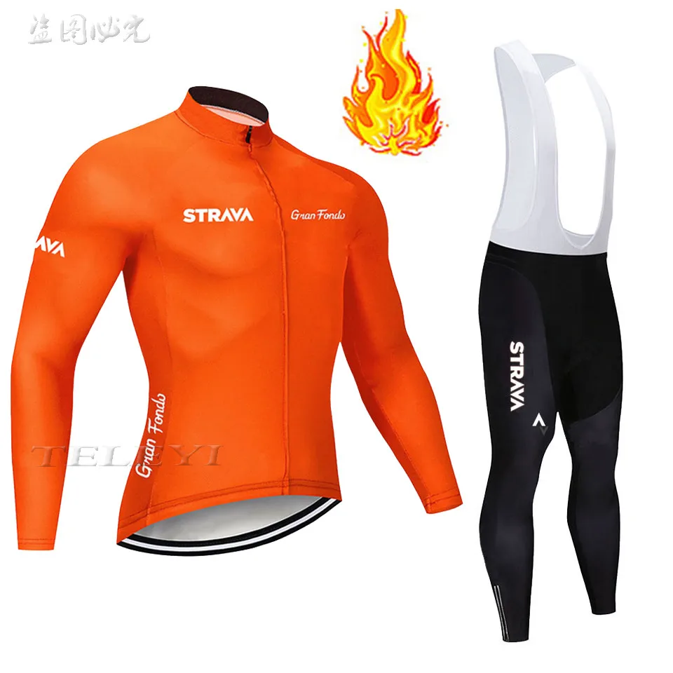 STRAVA зима термо флис Велоспорт Джерси Ropa Ciclismo Mtb с длинным рукавом Одежда для велосипеда Maillot Biciclet