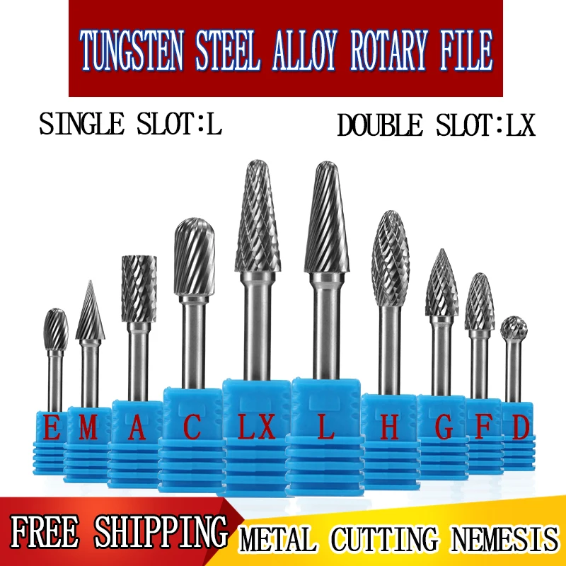 

6mm Shank File L-LX Hand Tool Carbide Rotary File Grinding Metal Carving Grinding Head polishing DIY Woodworking Milling Cutter