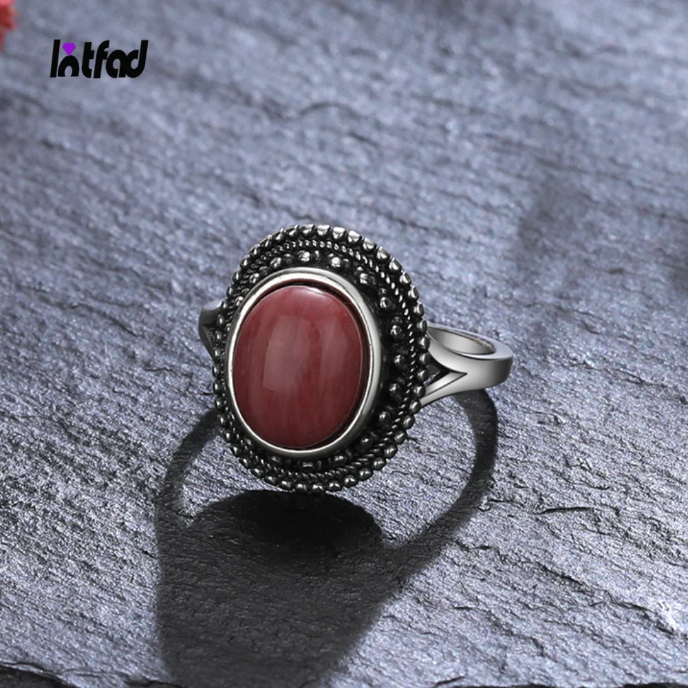 925 Sterling Silver Ring Natural Rhodochrosite Retro New Party Jewelry Gift Oval 8X10MM Tiger's Eye Stone Wholesale | Украшения и
