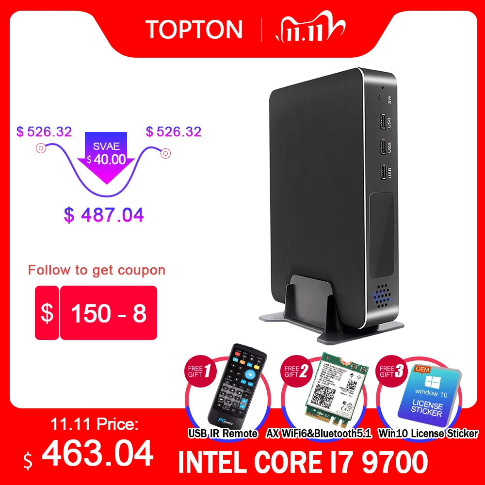 Игровой настольный компьютер с процессором i9 9900 i7 9700 i5 9400F GTX 1650 GDDR6 4 ГБ 2 * DDR4 мини