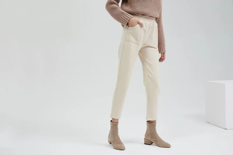 Wixra, новинка, женские одноцветные шерстяные штаны, женская зимняя одежда, повседневные брюки с высокой талией, штаны-шаровары длиной до щиколотки