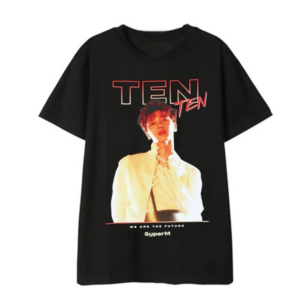 Kpop SuperM Super M BAEKHYUN MARK TAEMIN AR, рубашки, официальный стиль, свободная футболка, футболка, топы с короткими рукавами, футболка, DX1220