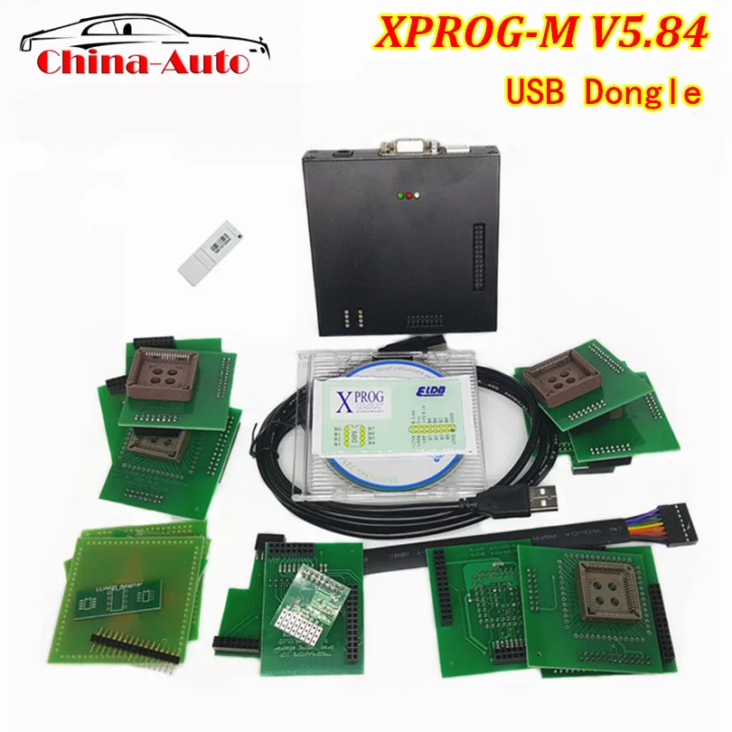 Лучшие инструменты для сканера Xprog V5.84 Автомобильные диагностические кабели X Prog M 5,84 X-PROG коробка ЭКЮ Программист X-Prog с USB донглом DHL бесплатно
