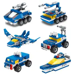 6 в 1 553 шт Грузовик строительные блоки наборы игрушки для детей модели строительные наборы Развивающие DIY подарки (трансформатор робот