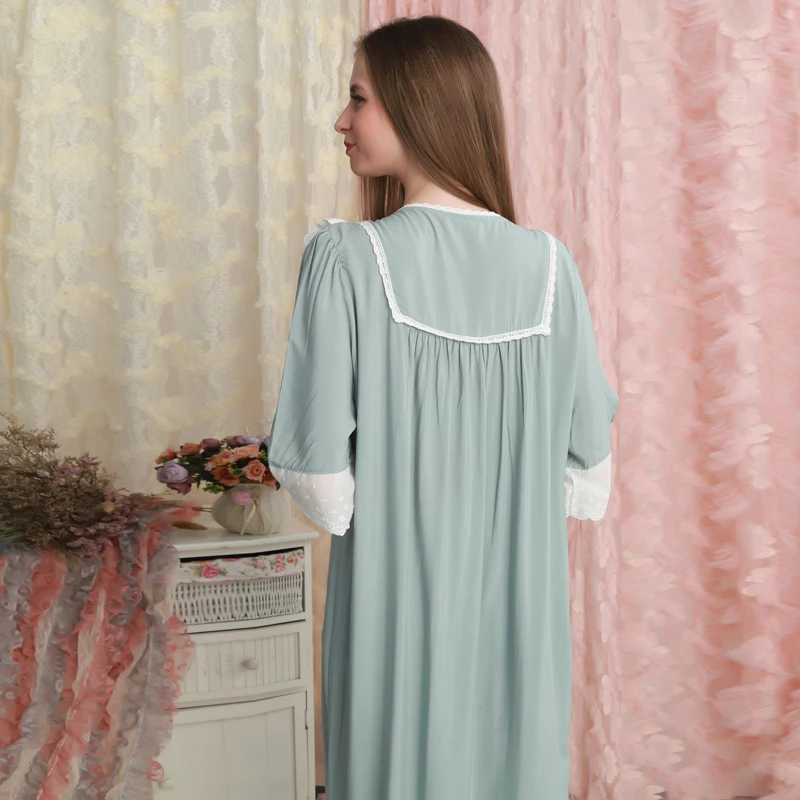 Cotton Nightgown Woman Nightdress Loose Homewear Long Dress Lady princess Sleepwear Summer Loose Nightgown Vintage Design
