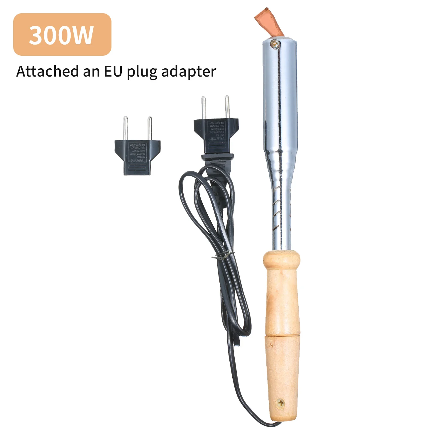 Electric Soldering Iron External Heating Wooden Handle Bent Flat Copper Head for maintenance 300W | Инструменты