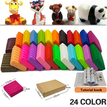 

24 color/set Polymer Clay Block Soft Clay Modelling Moulding DIY Set DIY Tool Soft Plasticine Toy Polymer Clay Toys for Kids