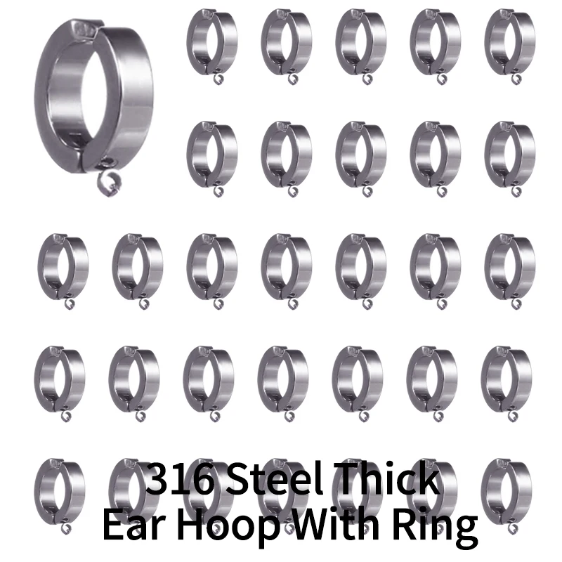 

30pcsStainless Steel Ear Clip Non Piercing Earrings Fake Earrings Circle Round Earring Fashion DIY Jewelry Making Materials Punk