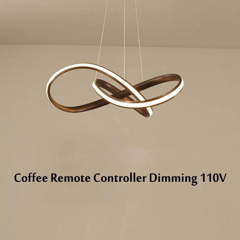 Coffee 220V Современный светодиодный потолочный светильник-люстра, художественная подвеска, современный потолочный светильник для гостиной, кабинета, спальни, украшения для дома, пульт дистанционного управления - Цвет корпуса: Coffee 220V