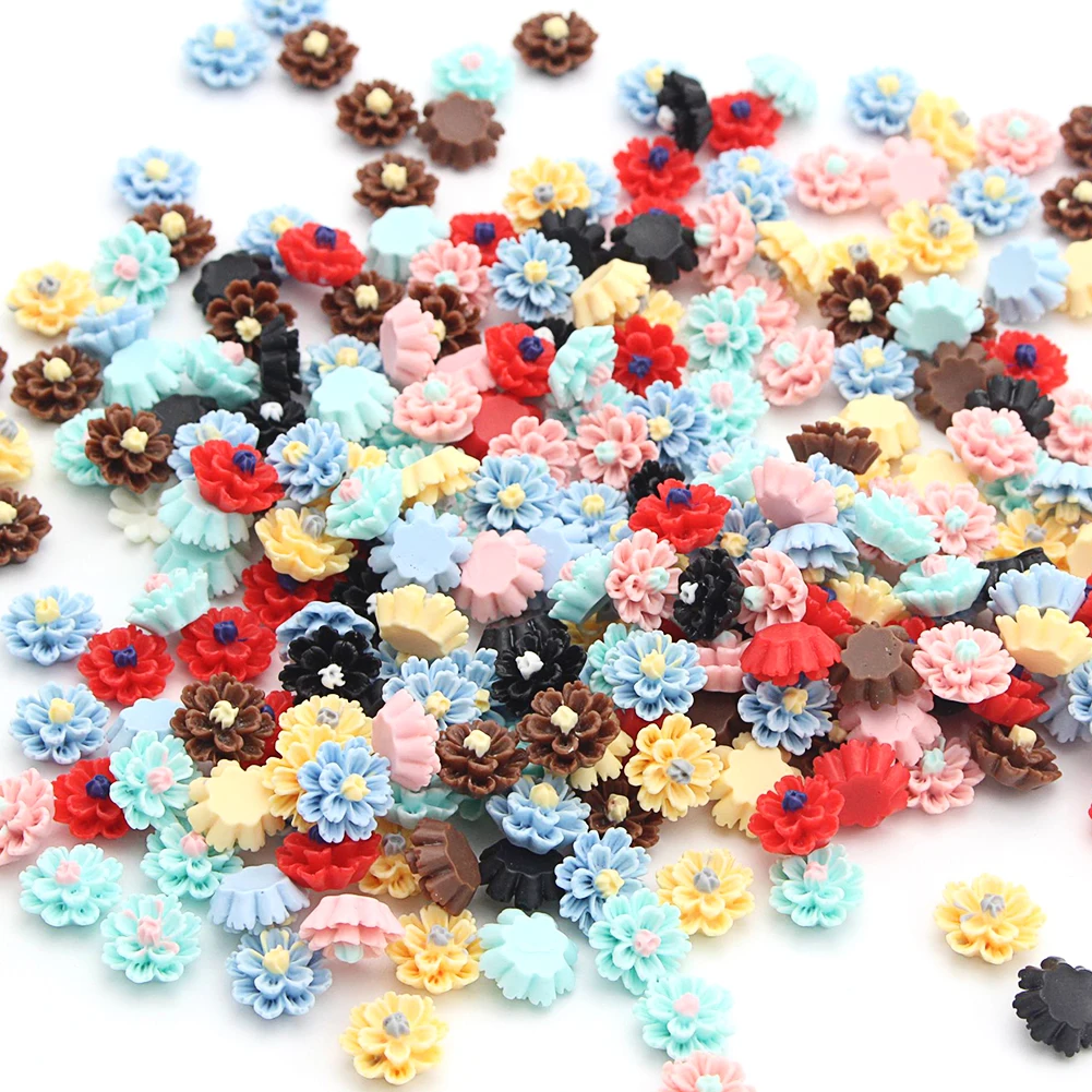 50pcs/set Resin Flatback Flower Jewelry Making DIY Crafts Multifunction Multi Color Home Headwear Accessories Wedding Favors | Дом и сад