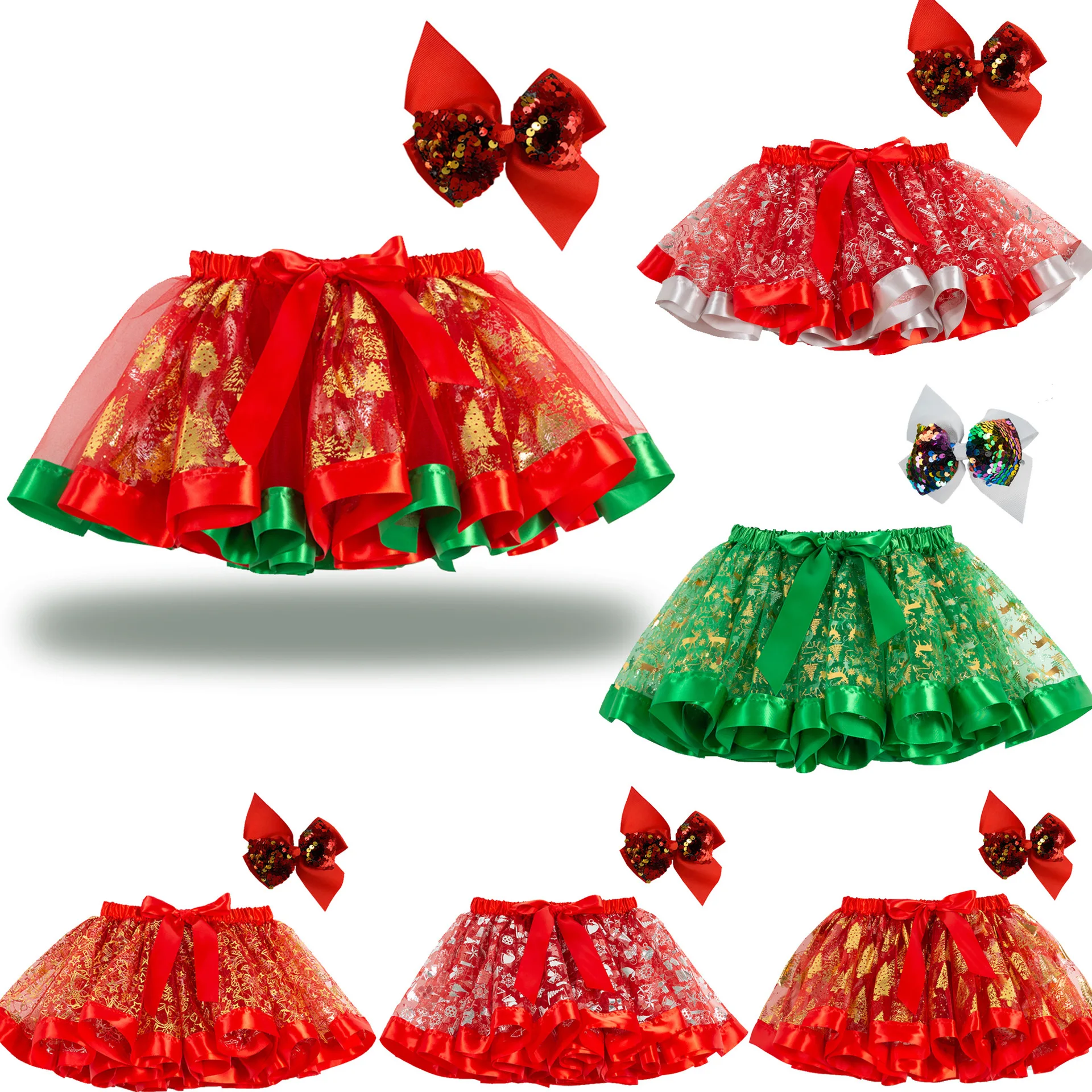 Falda tutú de tul para niñas, conjunto de de esponjosa con lazo, accesorios para fotos disfraces, color rojo y verde, Navidad Navidad - AliExpress Madre y niños