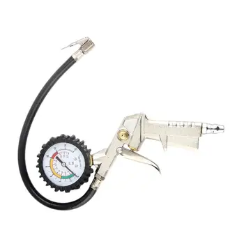

6 aluminum alloy+PVC pipe New Air Tire Inflator With Dial Gauge Auto Truck Bike Compressor Pistol Type