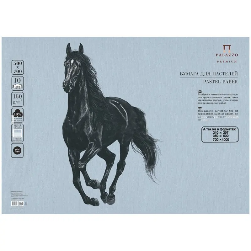 Paper for pastels 10L. 500*700mm Lily holding &quotPalazzo&quot 160g/m2 Blue | Канцтовары для офиса и дома
