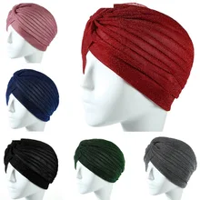 1 шт. смятая яркая шелковая повязка на голову женская обернутая однотонная эластичная Женская повязка на голову Новинка