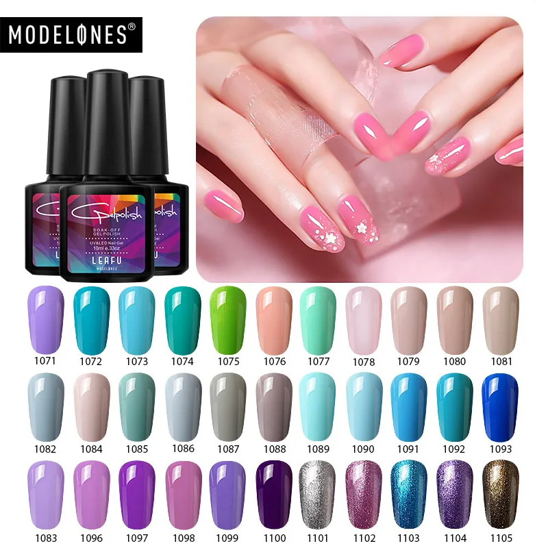 

Modelones 10ML French Style Nail Gel Polish Green Color Salon UV Gel Nail Polish Led Nail Gel Polish Soak Off Gel Nail Varnish