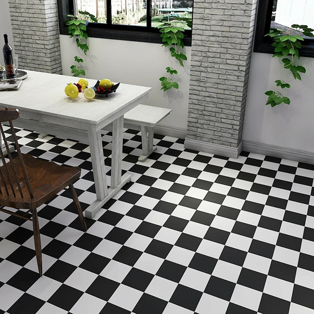 White Black Color Apartment Self Adhesive Lvt PVC Vinyl Floor Tile - China  Adhesive Flooring, Plastic Flooring