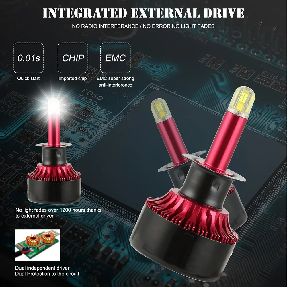 2 шт. DC 10 V-36 V авто светодиодный фары Противотуманные фары H1 H7 H8/9/11 лет 9005 9006 Авто лампы Универсальный 6500 к Автомобильные фары